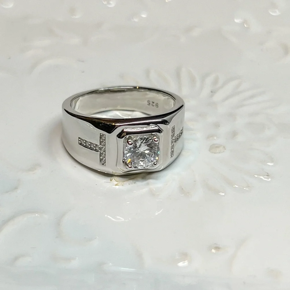 Sterling silver thick ring with stone for men and women - Picture 2 of 9